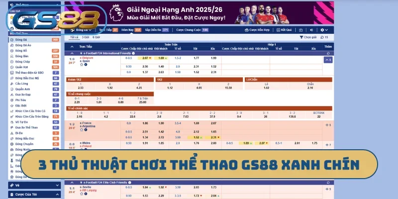 3 thủ thuật chơi thể thao GS88 xanh chín